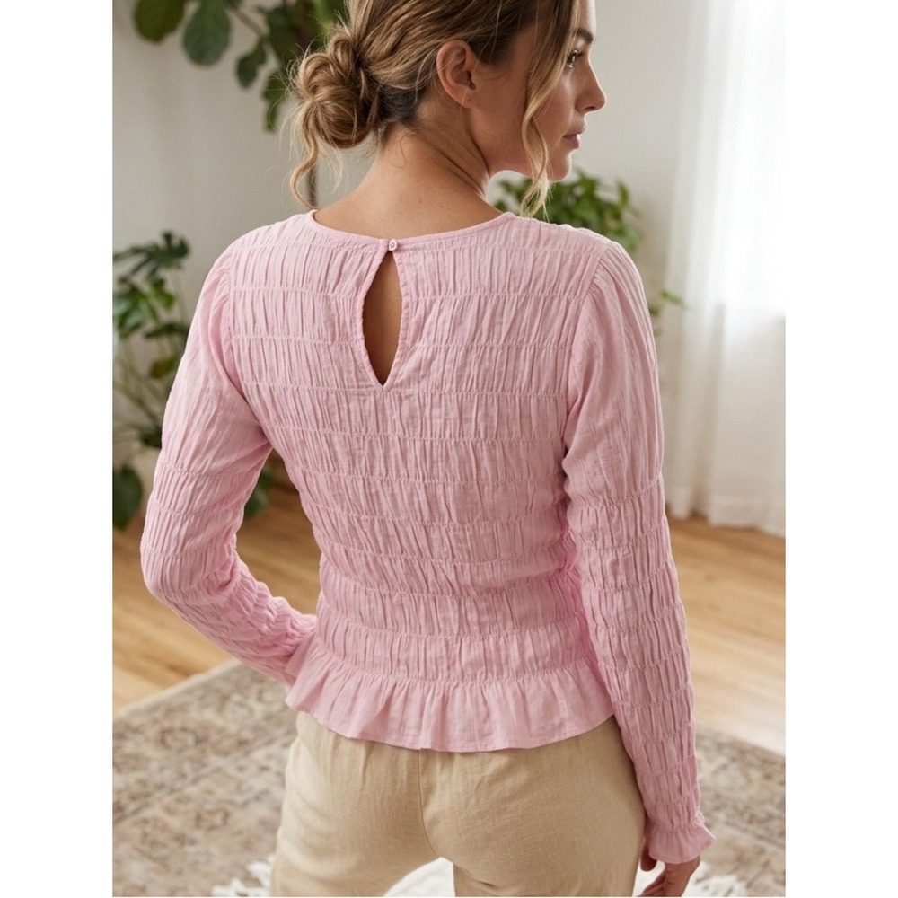 NWT Sanctuary Pink Smocked Stay Together Long Sleeve Top XL Barbiecore Fairy - Picture 3 of 9